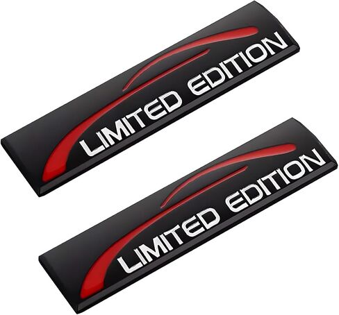 زوج محدود الإصدار Edition Emblem Premium 3D Sport Turbo Badge Auto الخلفي الجذع ملصق شارات الجانب (الأسود الأحمر) in Kuwait