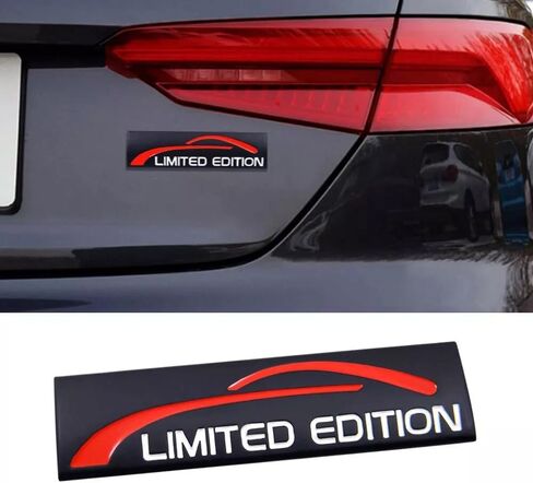 زوج محدود الإصدار Edition Emblem Premium 3D Sport Turbo Badge Auto الخلفي الجذع ملصق شارات الجانب (الأسود الأحمر) in Kuwait
