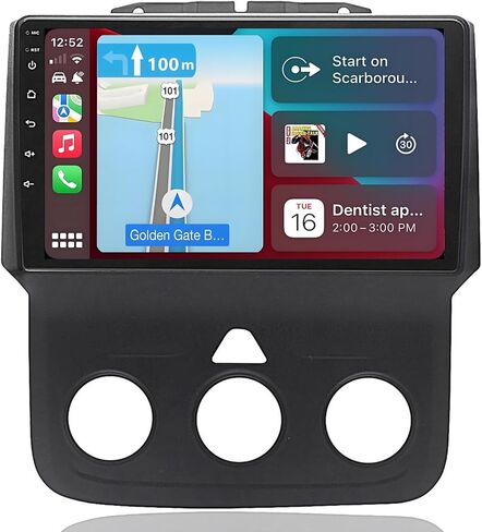for Dodge Ram 1500 2500 3500 Radio Upgrade 2013-2019: Android 14 Car Stereo with Wireless CarPlay and Android Auto - 9 Inch Touchscreen GPS Navi Head Unit with Bluetooth - Only fit Automatic AC in Saudi Arabia