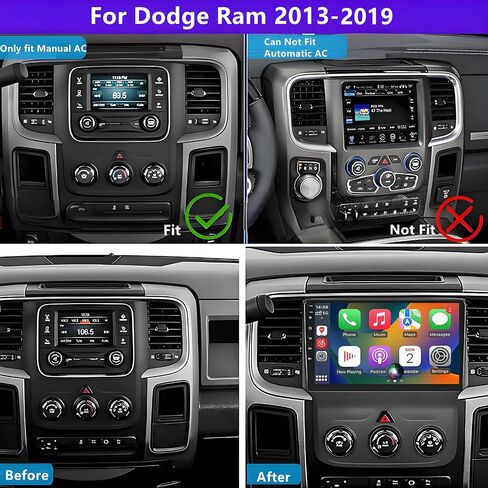 for Dodge Ram 1500 2500 3500 Radio Upgrade 2013-2019: Android 14 Car Stereo with Wireless CarPlay and Android Auto - 9 Inch Touchscreen GPS Navi Head Unit with Bluetooth - Only fit Automatic AC in Saudi Arabia