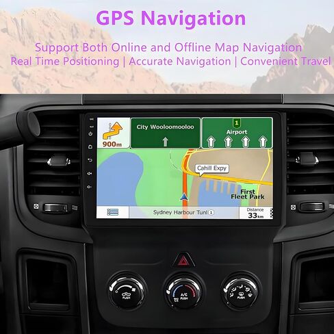 for Dodge Ram 1500 2500 3500 Radio Upgrade 2013-2019: Android 14 Car Stereo with Wireless CarPlay and Android Auto - 9 Inch Touchscreen GPS Navi Head Unit with Bluetooth - Only fit Automatic AC in Saudi Arabia