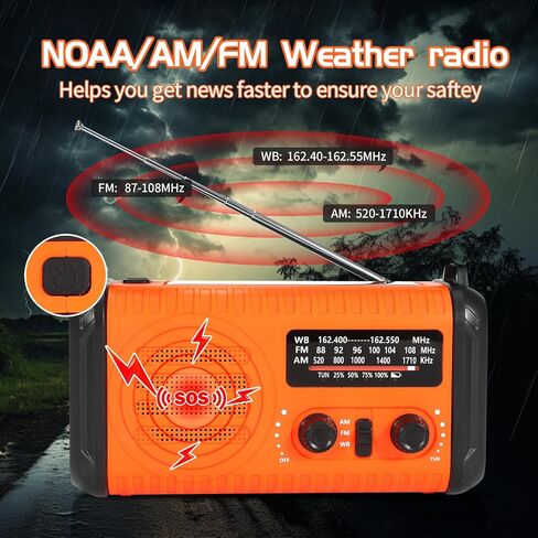 Emergency Weather Radio, 20000mAh Solar Radio, Hand Crank Radio with AM/FM/NOAA, Portable Radios with Flashlight & Reading Lamp, Earphone Jack,SOS Alarm, Phone Charger for Indoor Outdoor Emergencies in Saudi Arabia