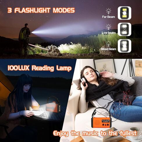Emergency Weather Radio, 20000mAh Solar Radio, Hand Crank Radio with AM/FM/NOAA, Portable Radios with Flashlight & Reading Lamp, Earphone Jack,SOS Alarm, Phone Charger for Indoor Outdoor Emergencies in Saudi Arabia