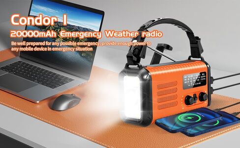 Emergency Weather Radio, 20000mAh Solar Radio, Hand Crank Radio with AM/FM/NOAA, Portable Radios with Flashlight & Reading Lamp, Earphone Jack,SOS Alarm, Phone Charger for Indoor Outdoor Emergencies in Saudi Arabia