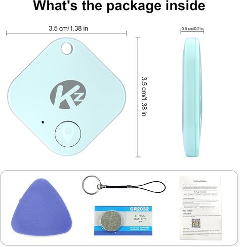 KZO Bluetooth Air Tracker Tag 1 Pack, iOS and Android Compatible, Find Nearby, Phone Finder, Loud Ring, Replaceable Battery, for Keys/Backpacks/Wallets, Blue in Kuwait