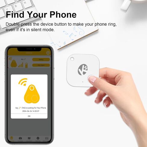KZO Bluetooth Air Tracker Tag 1 Pack, iOS and Android Compatible, Find Nearby, Phone Finder, Loud Ring, Replaceable Battery, for Keys/Backpacks/Wallets, Blue in Kuwait