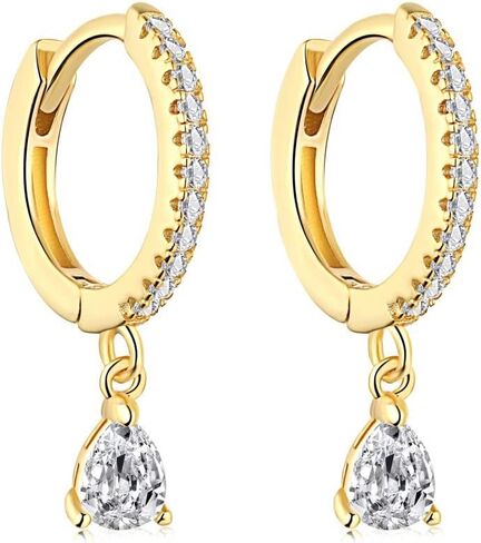 14K Gold Drop Earrings for Women,Three Claw Setting with Sparkling Moissanite,Dangle Design,Romantic Gift for Her, Suitable for Wedding, Engagement, Special Occasions in Kuwait