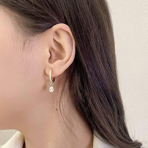 14K Gold Drop Earrings for Women,Three Claw Setting with Sparkling Moissanite,Dangle Design,Romantic Gift for Her, Suitable for Wedding, Engagement, Special Occasions in Kuwait