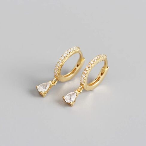 14K Gold Drop Earrings for Women,Three Claw Setting with Sparkling Moissanite,Dangle Design,Romantic Gift for Her, Suitable for Wedding, Engagement, Special Occasions in Kuwait