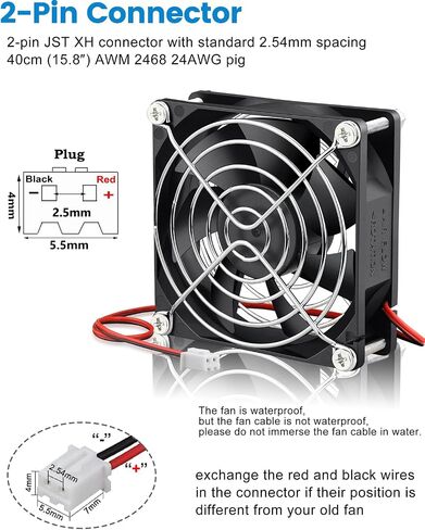 GDSTIME 60mm 24V DC Waterproof IP67 Fan High Speed 60x25mm Dual Ball Bearing Small Brushless Cooling Case Fans 2 Pin for RV Refrigerator Solar Battery Box Server Ventilation, 2-Pack in Saudi Arabia