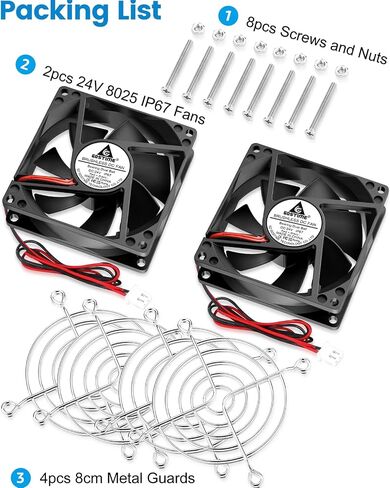 GDSTIME 60mm 24V DC Waterproof IP67 Fan High Speed 60x25mm Dual Ball Bearing Small Brushless Cooling Case Fans 2 Pin for RV Refrigerator Solar Battery Box Server Ventilation, 2-Pack in Saudi Arabia