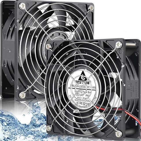 GDSTIME 60mm 24V DC Waterproof IP67 Fan High Speed 60x25mm Dual Ball Bearing Small Brushless Cooling Case Fans 2 Pin for RV Refrigerator Solar Battery Box Server Ventilation, 2-Pack in Saudi Arabia