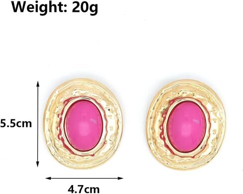 Chunky Gold Turquoise Statement Earrings for Women,Vintage Extra Big Oval Dangle Drop Earrings,Boho Exaggerated Western Jewelry Accessories in Saudi Arabia