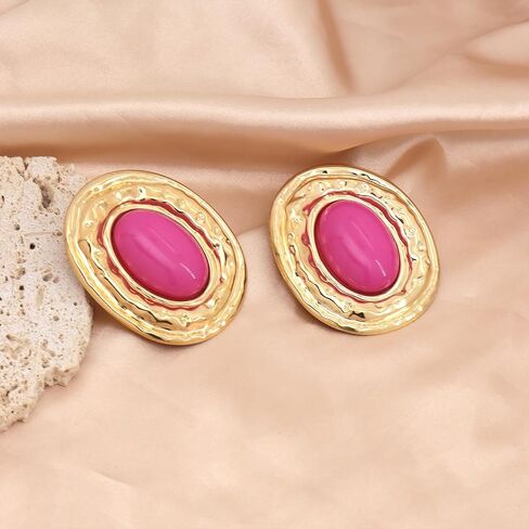 Chunky Gold Turquoise Statement Earrings for Women,Vintage Extra Big Oval Dangle Drop Earrings,Boho Exaggerated Western Jewelry Accessories in Saudi Arabia