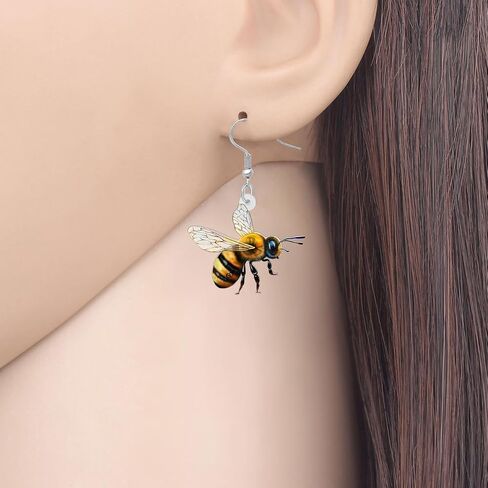 Bonsny acrylic لطيف برتقالي النحل أقراط قطرة مجوهرات متدلية للنساء سحر هدية in Saudi Arabia