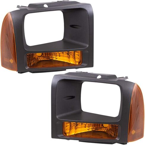 Brock Replacement Driver and Passenger Park Signal Front Marker Lights with Black Bezels Compatible with 2005-2007 F250 F350 F450 Super Duty Pickup Truck in Saudi Arabia