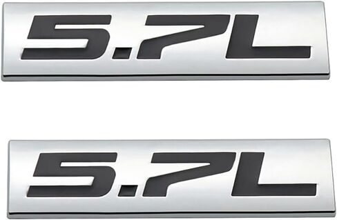 2pc 5.7L Emblem Badge Letter 3D Metal اللوحة المعدنية الملصق لجذع باب الغطاء (الفضة الأسود) in Saudi Arabia