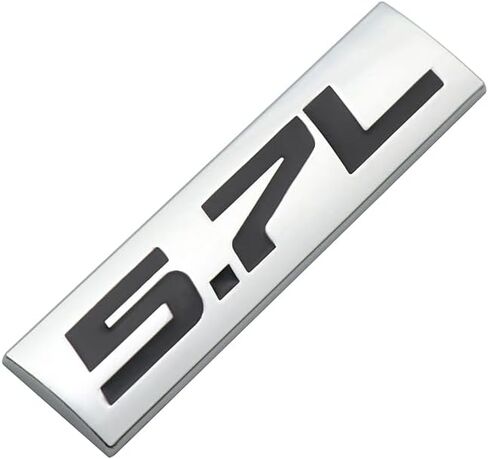 2pc 5.7L Emblem Badge Letter 3D Metal اللوحة المعدنية الملصق لجذع باب الغطاء (الفضة الأسود) in Saudi Arabia