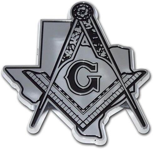 Elektroplate Masonic Square و Compasses Texas جميع الشعار المعدني للسيارات والشاحنات وجميع السيارات | ملائمة عالمية في 3.25 "× 3" | مقاومة للطقس in Saudi Arabia