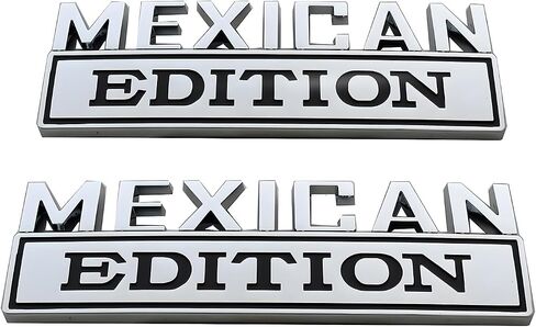 Pair Set Mexican Edition Emblem 3D Badge Decal Car Sticker Adhesive Replacement for Universal Car Truck SUV (Silver Black) in Kuwait