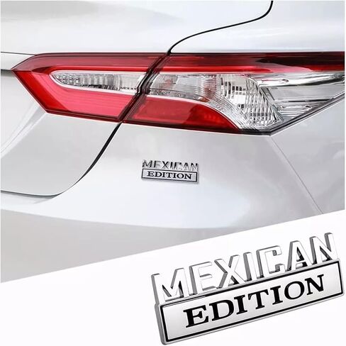 Pair Set Mexican Edition Emblem 3D Badge Decal Car Sticker Adhesive Replacement for Universal Car Truck SUV (Silver Black) in Kuwait