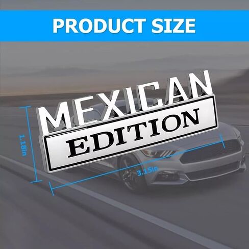 Pair Set Mexican Edition Emblem 3D Badge Decal Car Sticker Adhesive Replacement for Universal Car Truck SUV (Silver Black) in Kuwait