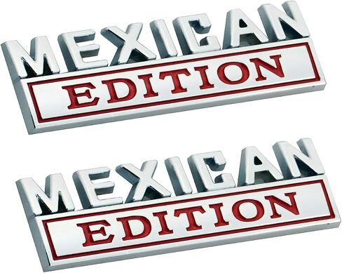 Pair Set Mexican Edition Emblem 3D Badge Decal Car Sticker Adhesive Replacement for Universal Car Truck SUV (Silver Black) in Kuwait