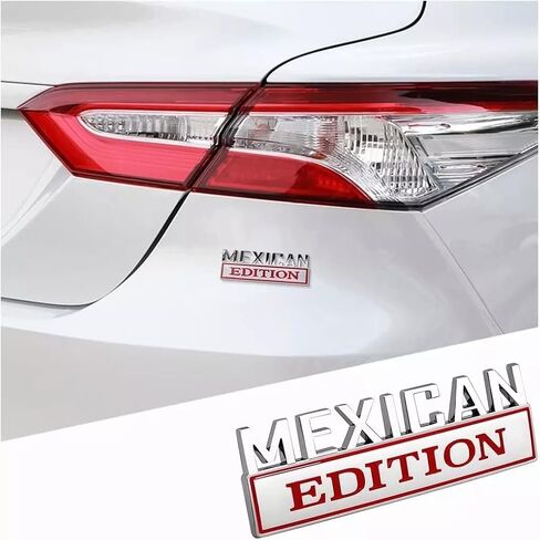 Pair Set Mexican Edition Emblem 3D Badge Decal Car Sticker Adhesive Replacement for Universal Car Truck SUV (Silver Black) in Kuwait