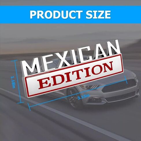 Pair Set Mexican Edition Emblem 3D Badge Decal Car Sticker Adhesive Replacement for Universal Car Truck SUV (Silver Black) in Kuwait