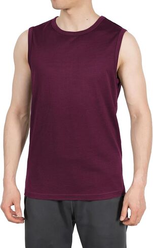 يدير الأغنام 100 ٪ Merino Wool Tank Top Men Ficking Wicking Wicking Treasable Activewear Shirt in Kuwait
