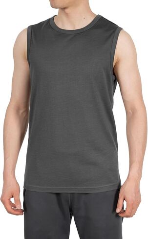 SHEEP RUN 100% Merino Wool Tank Top Men's Lightweight Wicking Breathable Workout Activewear Shirt in Saudi Arabia