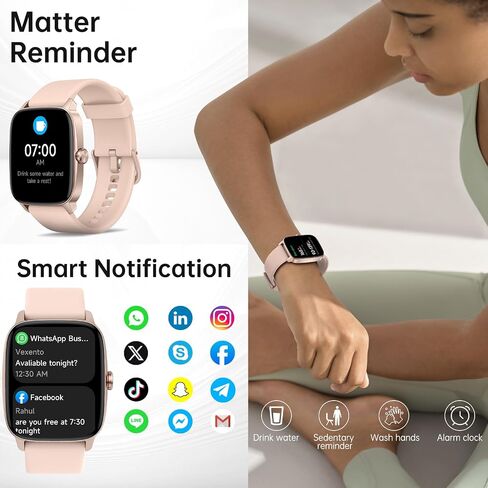 Smart Watch for Men Women with Bluetooth Call KLPink in Saudi Arabia