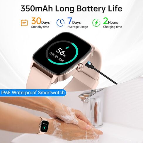 Smart Watch for Men Women with Bluetooth Call KLPink in Saudi Arabia