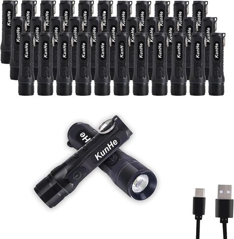 Kunhe 2 Pack Keychain LED Flashlight المصباح القابل لإعادة شحن الجيب المحمول المصباح الصغير الصغير 300 لومنس لدغات الطوارئ الكلاب التي تمشي الباب in Kuwait