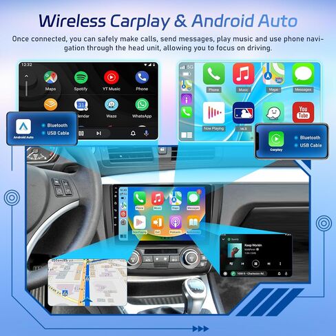 NHOPEEW [2+64G] Car Stereo for BMW 1 Series E87 E81 E82 E88 2008-2012 (Auto A/C) - 9 Inch Touchscreen Android Car Radio with Wireless Carplay and Android Auto/DSP/GPS/SWC + AHD Backup Camera in Saudi Arabia