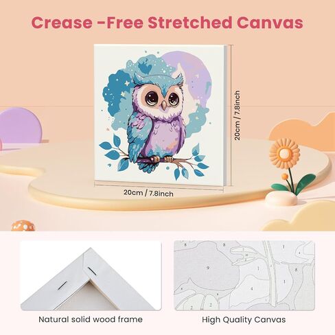 UMOART Framed Paint by Numbers - 4Packs Animals Paint by Numbers for Adults, Cow Paint by Number Kits on Canvas, DIY Cartoon Oil Painting Acrylic Kits for Home Decor 8x8in in Kuwait