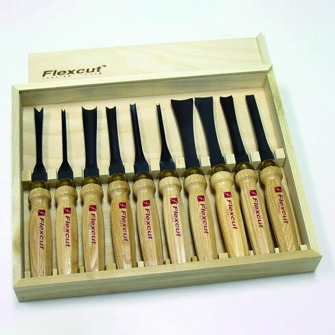 أدوات نحت الخشب Flexcut من 6 قطع مجموعة MC150 | مجموعة من 6 مغطاة نحت وألعاب Gouges من أجل الأعمال الخشبية | 1095 شفرات الصلب عالية الكربون ومقابض الخشب الصلب الرماد | صنع في الولايات المتحدة in Kuwait