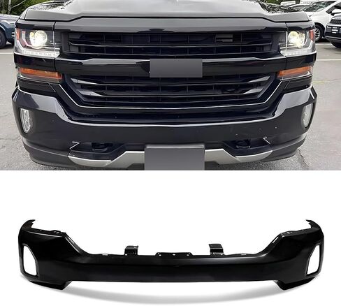 شريط الغلاف الأمامي لوجه الوجه متوافق مع 2016-2018 Chevy Silverado 1500 w/الضباب ثقوب الضوء مع ثقوب مستشعر حديقة (قمة بيضاء) in Kuwait