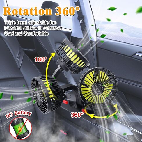 مراوح المقعد الخلفي ، مروحة مقعد للسيارة القابلة للتعديل للأطفال معجبين بالطاقة للسيارة بدون بطارية in Kuwait