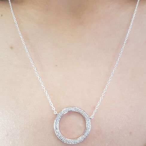 Dazzlingrock Collection 0.27 Cttw 14K Round Diamond Womens Circle Pendant (Silver Chain Included) 1/, Solid White Gold in Saudi Arabia