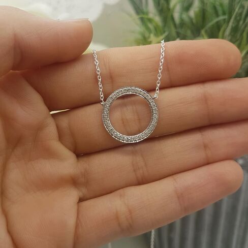 Dazzlingrock Collection 0.27 Cttw 14K Round Diamond Womens Circle Pendant (Silver Chain Included) 1/, Solid White Gold in Saudi Arabia