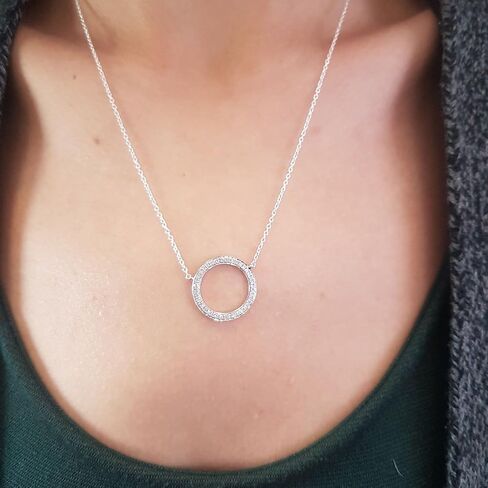 Dazzlingrock Collection 0.27 Cttw 14K Round Diamond Womens Circle Pendant (Silver Chain Included) 1/, Solid White Gold in Saudi Arabia
