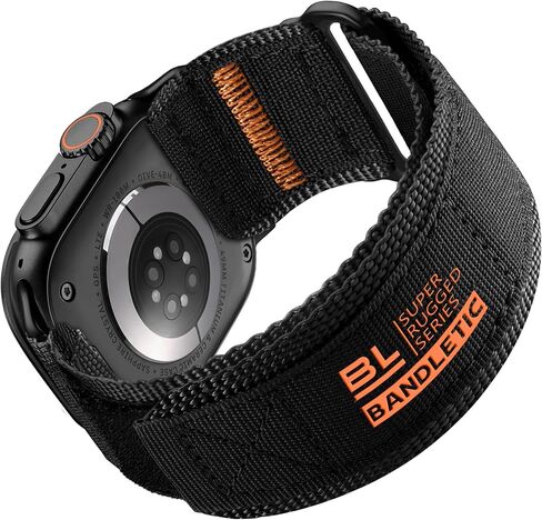 Rugged Nylon Bands Compatible with Apple Watch Ultra 2 Band 49mm for Men, Tactical Military Adjustable Soft Woven Loop Strap Also for iWatch Series 10 46mm, 9 8 7 45mm, SE 6 5 4 44mm, Black in Saudi Arabia