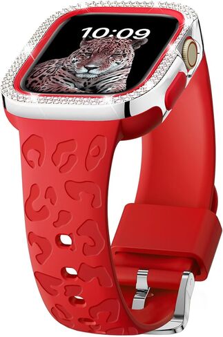 DABAOZA Engraved Compatible for Apple Watch Band Women 41mm 40mm 38mm with Bling Gliter Bumper, Soft Silicone Strap for iWatch Series 9 8 7 6/SE 5 4 3 2 1 in Kuwait