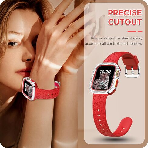 DABAOZA Engraved Compatible for Apple Watch Band Women 41mm 40mm 38mm with Bling Gliter Bumper, Soft Silicone Strap for iWatch Series 9 8 7 6/SE 5 4 3 2 1 in Kuwait