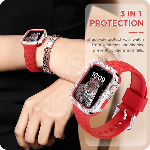 DABAOZA Engraved Compatible for Apple Watch Band Women 41mm 40mm 38mm with Bling Gliter Bumper, Soft Silicone Strap for iWatch Series 9 8 7 6/SE 5 4 3 2 1 in Kuwait