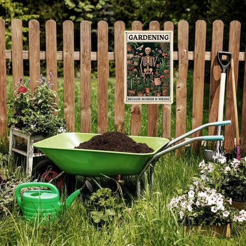 Gardening Because Murder is Wrong Vintage Tin Sign- Retro Metal Sign for Garden Outdoor Indoor Wall Decorative 8x12 Inch in Kuwait