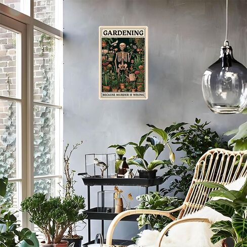 Gardening Because Murder is Wrong Vintage Tin Sign- Retro Metal Sign for Garden Outdoor Indoor Wall Decorative 8x12 Inch in Kuwait