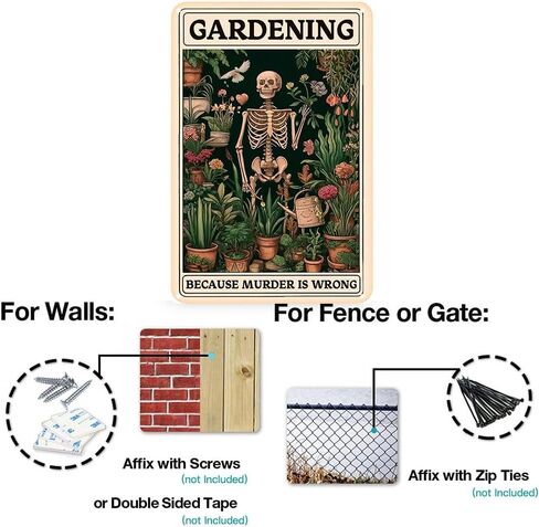 Gardening Because Murder is Wrong Vintage Tin Sign- Retro Metal Sign for Garden Outdoor Indoor Wall Decorative 8x12 Inch in Kuwait