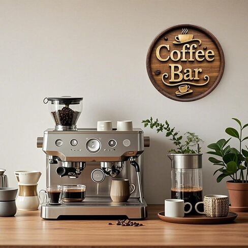 Wooden Coffee Bar Sign Decor - Vintage Wall Decor & Coffees Station Accessories for Kitchen, Home, Office, Cafe - Housewarming Gift (Coffee Bar Sign) in Saudi Arabia